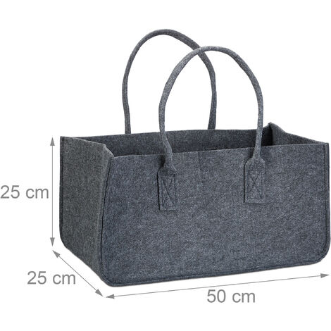 Relaxdays Firewood Bag Felt Firewood Basket Portable Firewood Basket Foldable Newspaper Rack: 25 X 25 X 50 Cm, Black - View #5