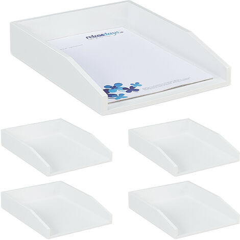 Relaxdays Set of 5 Document Filing Tray, Stackable, DIN A4 Letter Rack ...