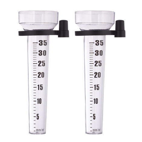 Relaxdays Rain Gauge, 4x Set, Precipitation Measurer, Rainfall Indicator Kit, Holder, Scale 35 mm/m², Transparent