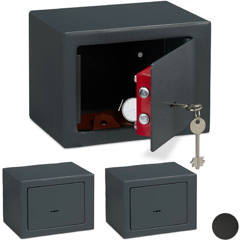 Set of 3 Relaxdays Home Safes With Keys, Double-bit Lock, Fix To Wall ...