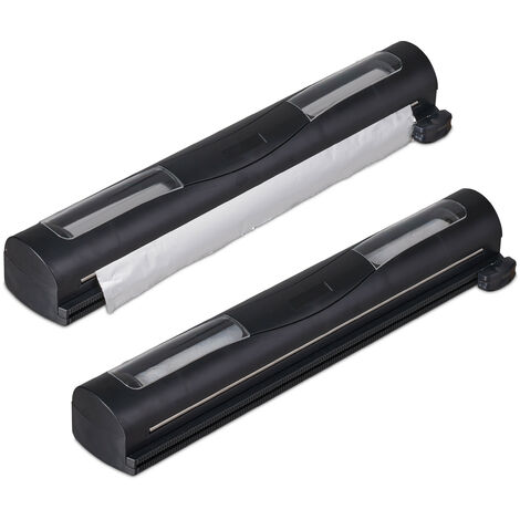 Relaxdays foil cutter set of 2, for aluminium foil & cling film, viewing window, smooth cutting, foil dispenser, black