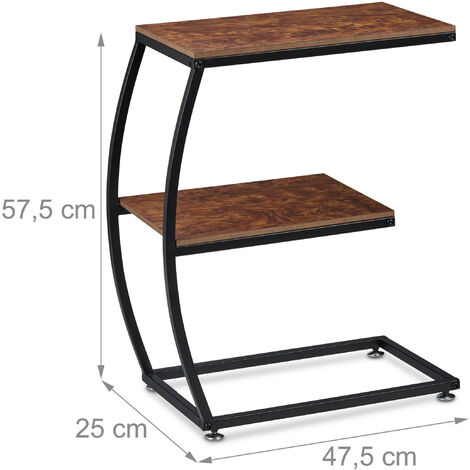 Relaxdays Side Table, C-shape, Two Shelves, H x W x D: approx