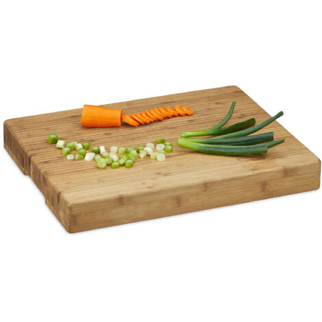 4x Striped Chopping Board, Bamboo Cutting Board, Size: ca 5.5 x 45 x 35 cm, Recessed Grip, Oiled, Natural
