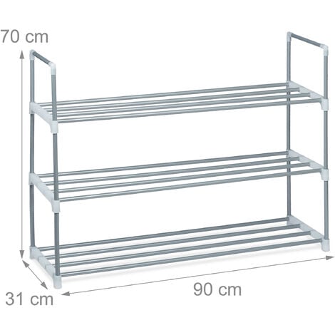 Whitmor 3-Tier Stacking 12 Pair Shoe Rack, Steel, Gray 