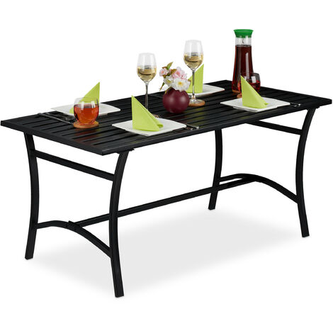 Relaxdays Garden Table, Rectangular, for Outdoors, Patio & Balcony, Sturdy, Metal Furniture, 55.5 x 120 x 60 cm, Black (1/5)