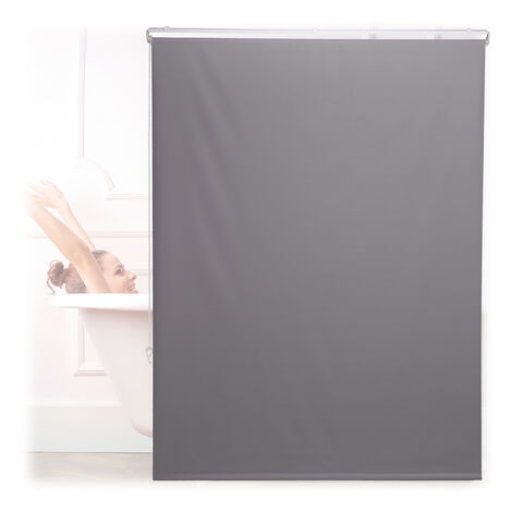 Relaxdays Bathroom Roller Blind, for Shower & Bathtub, Water Repellent, Quick Drying, Ceiling & Window, 120x240cm, Grey (1/5)