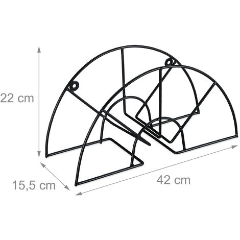 Relaxdays Hose Pipe Holder, for 60 m 5/8 Hosepipe, Wall-Mounted Hanger, 32  x 32.5 x 16 cm, Rounded, Steel, Black