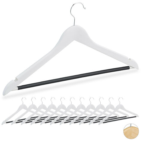 Amber Home White Wooden Pants Skirts Hangers 24 Pack, Solid Wood Trousers  Bottom Hanger with 2-