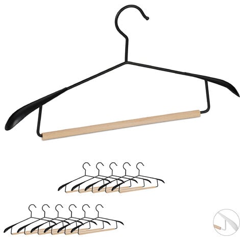 Set of 100 Relaxdays Wooden Clothes Hangers, Pants Rail, Skirts, Dresses,  Jackets, 360° Swivel Hook, Brown