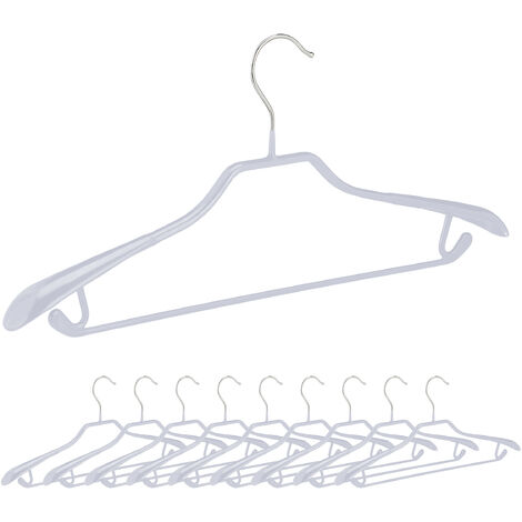 Relaxdays Set of 10 Suit Hangers, Wide Shoulder Support, Non-Slip  Rubberised, Trouser Bar, Hooks, 19 x 45 x 3.5 cm, Grey