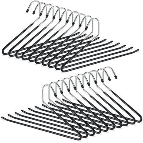 Set of 20 Relaxdays Trouser Hangers, Non-Slip, Hangers for Pants / Skirts,  Metal w/ Rubber, Compact