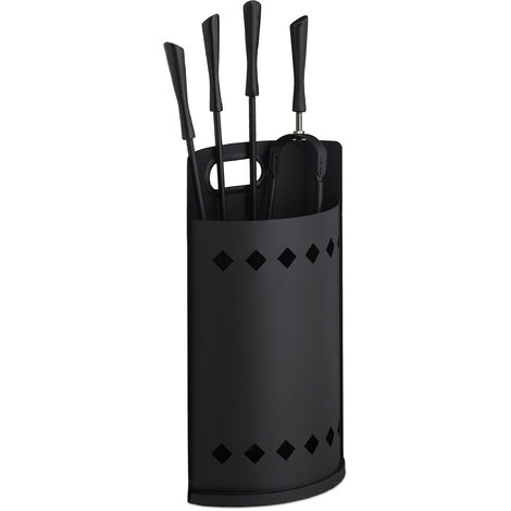 Relaxdays Fireplace Set, 5-piece Fireside Kit with Poker, Tongs, Ash Shovel, Broom & Bucket, HWD: 61 x 25 x 15 cm, Black