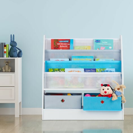 Relaxdays Children's Shelf, Animal Motif, 2 Boxes, 3 Compartments, Toy  Storage, Bookshelf HWD: 74x71x23 cm, Colourful