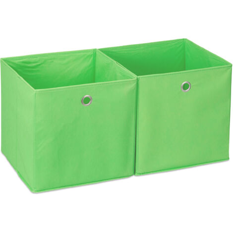 12 x fabric storage boxes, square, for shelves, cube-shaped boxes, HxWxD: 30 x 30 x 30 cm, green