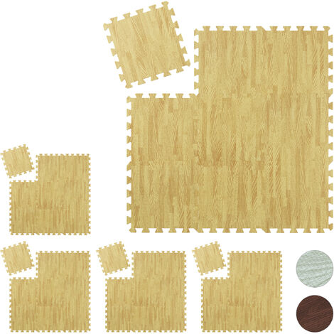 Relaxdays Floor Protection Mat, 36 Puzzle Pads for Sports & Fitness Equipment, 0.85 m², EVA Foam, BPA-free, Brown