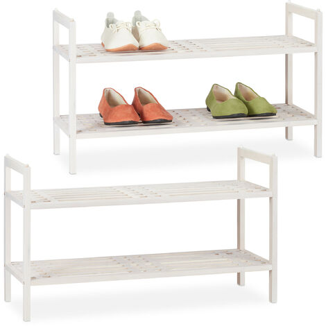Livingandhome 7 Tiers White Wooden Shoe Rack Shoe Cabinet Storage