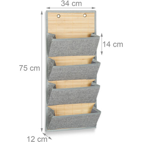 Set of 1 Relaxdays Hanging Storage for Bathroom & Hall, 4 Compartments Door  Organiser, 75x34x12cm, Bamboo
