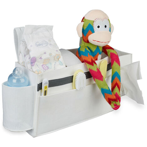Relaxdays Bed Pocket, Bunk, 8 Compartments, Baby Cot, Hanging Felt Organiser, 23 x 43 x 11 cm, Bedside Storage, Black