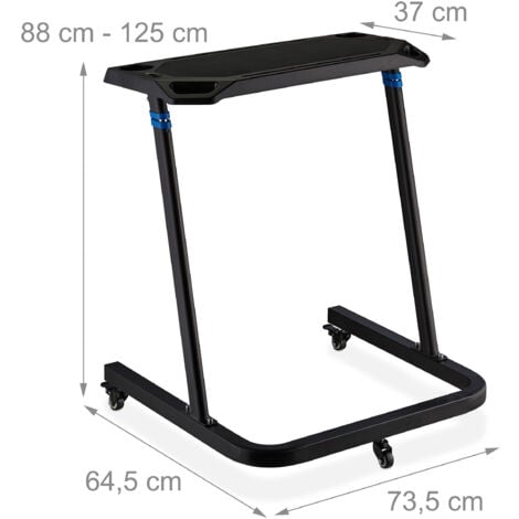 Relaxdays Multifunctional Desk, Adjustable, Laptop Table with Castors,  Standing, Bicycle Table, Height: 87-135 cm, Black