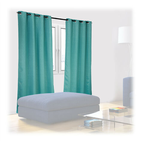 Relaxdays Curtains, Set of 2, Opaque & Darkening, for Bedroom or Living Room, Blackout Blinds, Black (1/5)