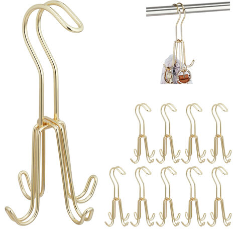 Set of 3 Relaxdays Multi Clothes Hanger, Holder with 4 Flexible Coat Hangers,  Organiser, Metal Hooks