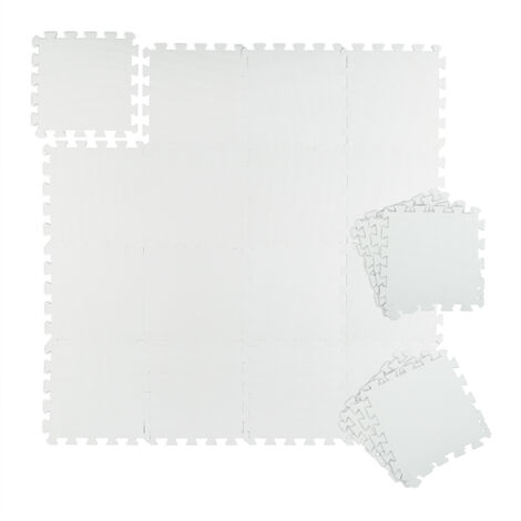 Relaxdays Floor Protection Mat x24, 30x30cm, Underlay for Fitness Equipment, Total Area: 2.16 m², Noise & Impact, White