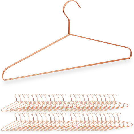 48 x Coat Hanger, for Shirts, Jackets & Trousers, Space Saving, Metal,  Wire, 42 cm Wide, Copper