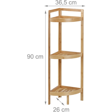 Relaxdays 3-Tier Bathroom Shelf, Free Standing, Open Bamboo Kitchen Rack, MDF, No Drilling, HWD: 72x30x29 - View #10