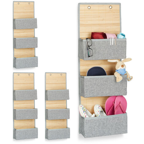 Relaxdays 4x Hanging Storages for Bathroom & Hall, 3 Compartments Door  Organiser, 94 x 33 x