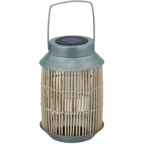 Relaxdays Solar Lamp, Lantern, Integrated LED Light Chain, Outdoor, H x ...