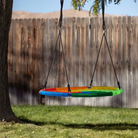 Relaxdays Nest Swing, for Kids & Adults, Max. Load 150 kg, Height Adjustable Ropes, Total Diam. 100 cm, Multicoloured