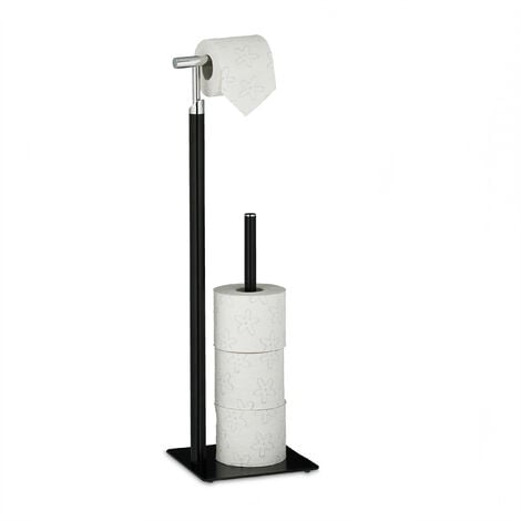 Black Architeckt Square Toilet Roll Holder Free Standing Bathroom