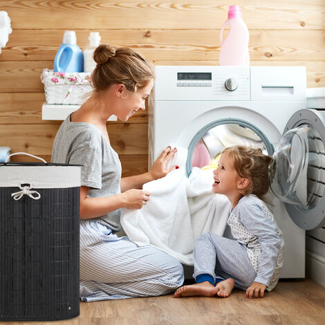 3x Bamboo Laundry Basket, 30 L Capacity ...