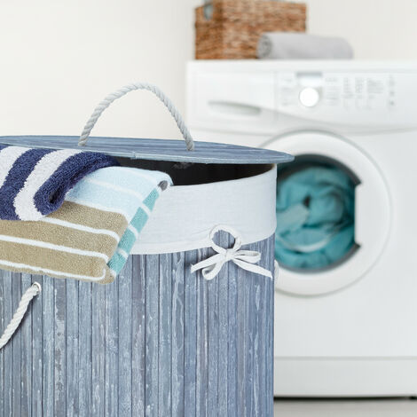 Relaxdays, 3x Bamboo Laundry Baskets ...