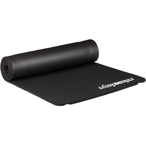 Relaxdays 4x Yoga Mats, for Pilates and Other Exercises, With Carry Straps, for Gym or Home, Padded, 1x60x180 cm, Black