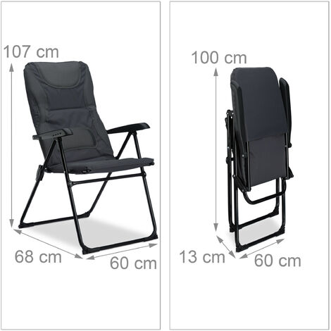 Relaxdays Foldable Camping Chair, Padded Adjustable Backrest