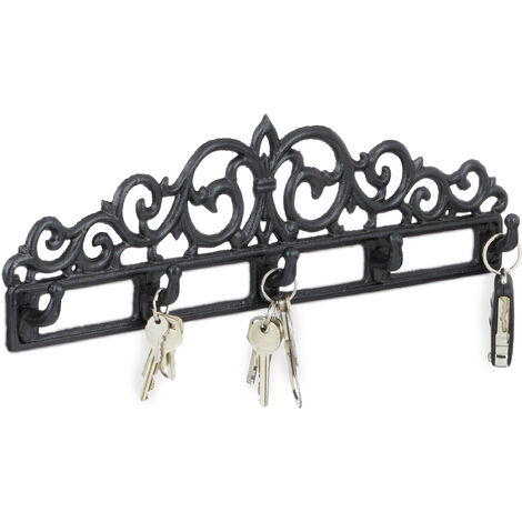 Cast Iron Coat Hooks with Screws, Wall Mounted, Vintage Design (6.5 In, 3  Pack)
