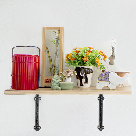 2 Pcs Floating Shelf Brackets For Shelves Brackets, 6 Inch/15cm Heavy Duty Industrial Black