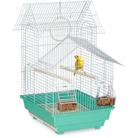 Relaxdays Bird Cage, Birdcage for Small Birds, Perches & Feeders