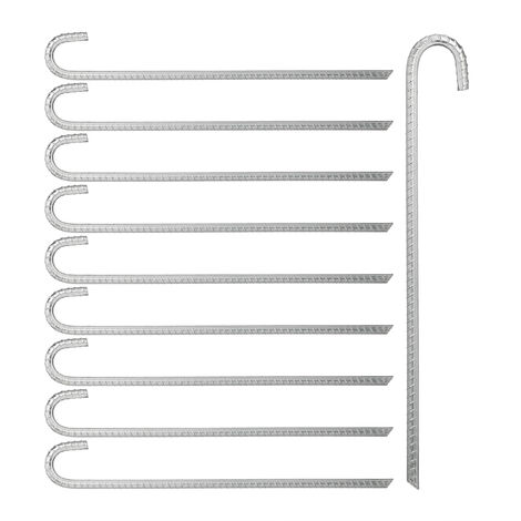 Relaxdays Tent Pegs, Set of 10, Extra Long, Sturdy, XL Ground Anchors for Pavilions, Camping, Steel, 45 cm, Silver