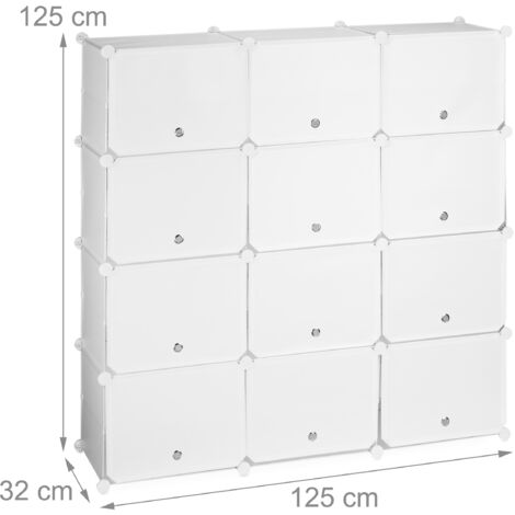 Relaxdays schoenenkast, met kleppen, HxBxD: 125 x 125 x 31,5 cm, met 24 vakken, opbergkast schoenen, kunststof, zwart