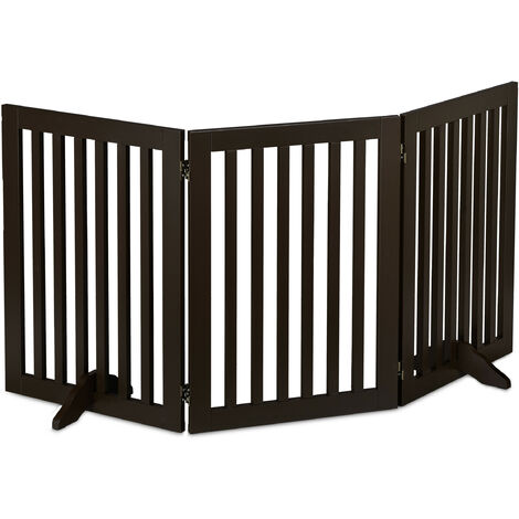 Relaxdays Safety Gate for Children & Pets, with Feet and Floor Protectors, Free-Standing Barrier, 92 x 154 cm, Brown