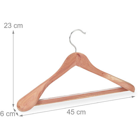 Set of 30 Relaxdays Cedarwood Suit Hangers, Mothproofing, Non-Slip &  Sturdy, Wide with Pants Rail