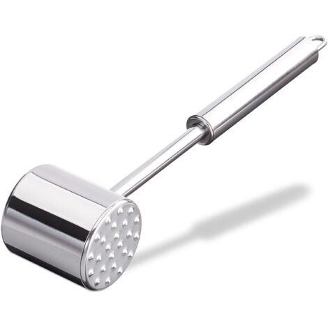 10x Professional Double-Sided Stainless Steel Meat Tenderizer, 28 cm Long, Silver