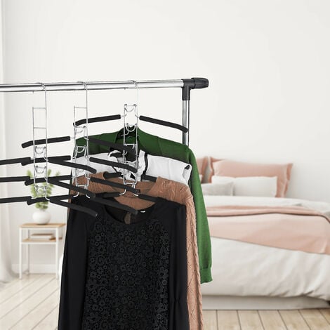 Relaxdays Set of 6 Multi Clothes Hangers, Space Saving, 5 in 1 Rack,  Compact & Non