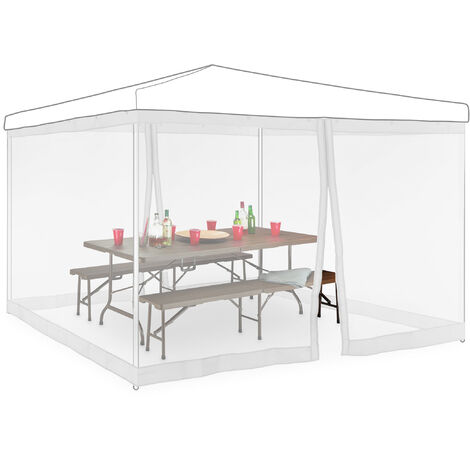 Relaxdays, Mosquito Net Pavilion, Against Insects, Bugs, for Outdoors, Party Tent, Gazebo, 3x3m, Fastener, White