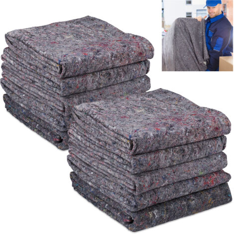 Relaxdays Moving Blankets, Set of 20, Packing Towels for Transport & Storage, Recycled Fleece, HxW: 150 x 200 cm, Grey