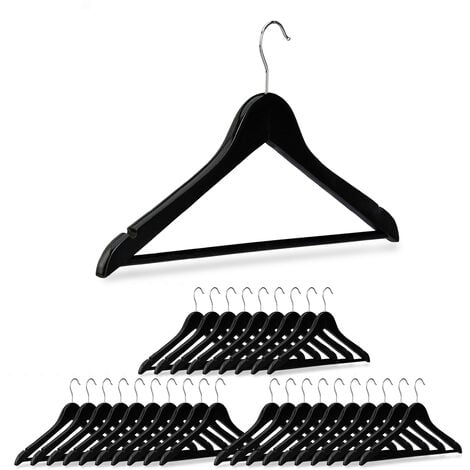 Quality Hangers 30 Quality Heavy Duty Metal Coat Hangers with Black Rubber  Coating for Non Slip Pants (30)