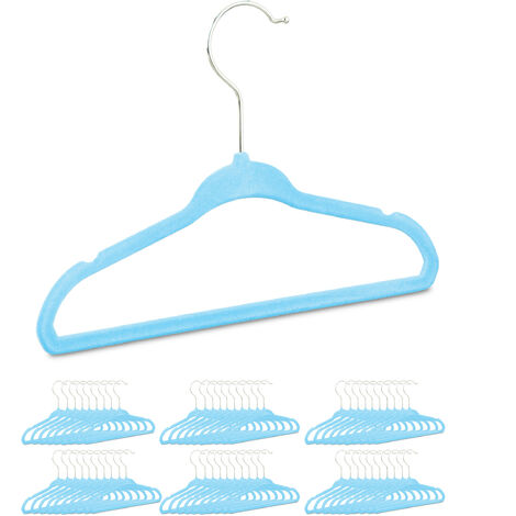 Set of 60 Relaxdays Kids Coat Hangers, Plastic Children's Velvet