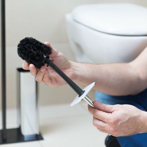 Set of 10 Relaxdays Toilet Brush Head, Loose Toilet Brushes, 9.5 mm Threads, Replacement Heads, Diameter 8 cm, Black